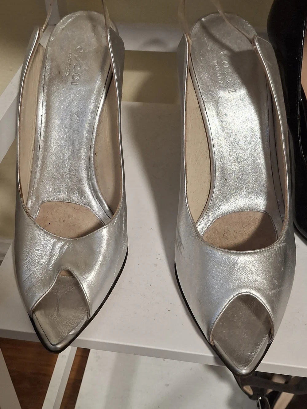 Christian Louboutin Brown Suede Peep-Toe Pumps